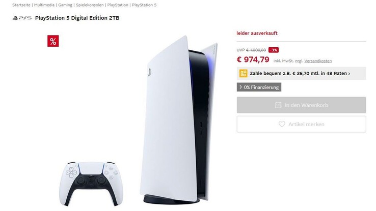 É provável uma PlayStation 5 Digital Edition de 2 TB? (Fonte de imagem: Otto.de via GamePro)