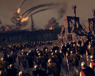Uma imagem mostrando um cerco e onagros em Total War: Attila.