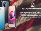 O texto em espanhol diz: "este dispositivo está bloqueado" - Redmi Note 10S fotografado. (Fonte da imagem: Xiaomi/Reddit/Unsplash - editado)