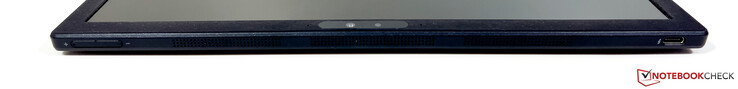 Esquerda: Volume, USB-C 4.0 c/ Thunderbolt 4 (40 Gb/s, Modo DisplayPort ALT 1.4, Fornecimento de energia)
