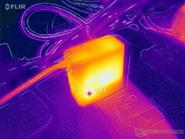 O adaptador CA ultrapassa os 50 C ao executar cargas exigentes