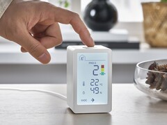 O sensor de qualidade do ar inteligente IKEA VINDSTYRKA pode ser ligado a outros produtos domésticos inteligentes. (Fonte de imagem: IKEA)