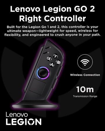 O controle direito do Legion Go 2 tem um trackpad grande abaixo do joystick. (Fonte da imagem: Lenovo)