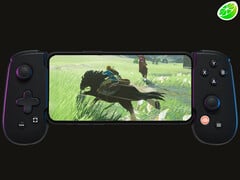 O desenvolvedor recomenda mudar para outro emulador de Nintendo Switch chamado Eden. Foto: um celular emulando um jogo do Switch (Fonte da imagem: Backbone, Nintendo e Sudachi - editado) 