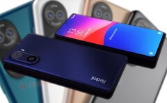 Um renderizador Redmi K50 Pro feito em leque tem uma carcaça de câmera semelhante ao Huawei P50 (fundo). (Fonte de imagem: Easy Access Tech/Pocket-lint - editado)