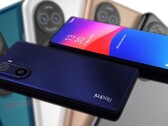 Um renderizador Redmi K50 Pro feito em leque tem uma carcaça de câmera semelhante ao Huawei P50 (fundo). (Fonte de imagem: Easy Access Tech/Pocket-lint - editado)
