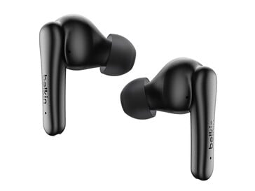 Os fones de ouvido SoundForm Rhythm ANC apresentam um design de haste. (Fonte da imagem: Belkin)