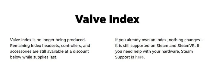 Atualização sobre o Valve Index.