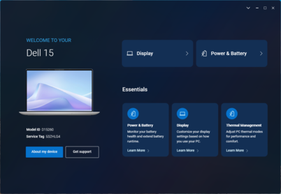 Dell Optimizer: Página de destino
