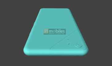 O CAD de todos os ângulos para o suposto telefone com câmara triangular. (Fonte: 91Mobiles)