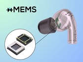 Uma representação de um fone de ouvido com o novo driver da Cypress (Fonte da imagem: xMEMS - editado)