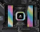 Memória Corsair Vengeance RGB Pro SL DDR4 mostrada na placa-mãe (Fonte da imagem: Corsair)