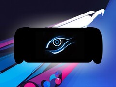 Uma silhueta de computador de mão com o logotipo da Gigabyte. (Fonte da imagem: Gigabyte - editado)