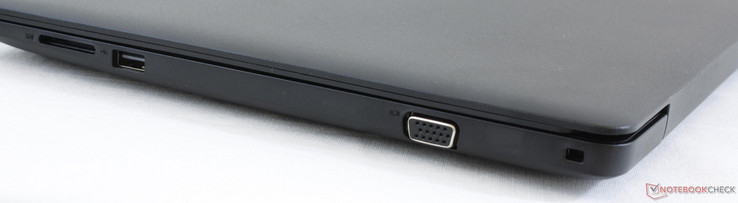 Right: SD reader, USB 2.0, VGA-out, Noble Lock