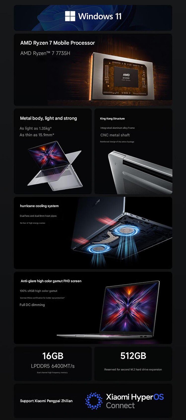Principais destaques do RedmiBook 14 Ryzen Edition 2025 (Fonte da imagem: Xiaomi - tradução automática)