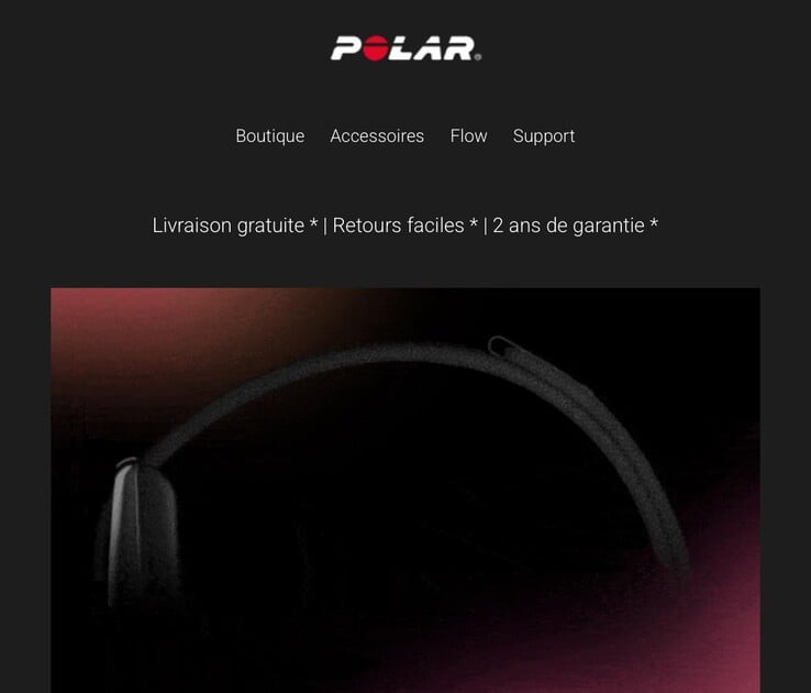 Uma imagem teaser do próximo wearable da Polar compartilhada em um e-mail para os clientes da Polar. (Fonte da imagem: u/Ok-Employee-8939 via Reddit)