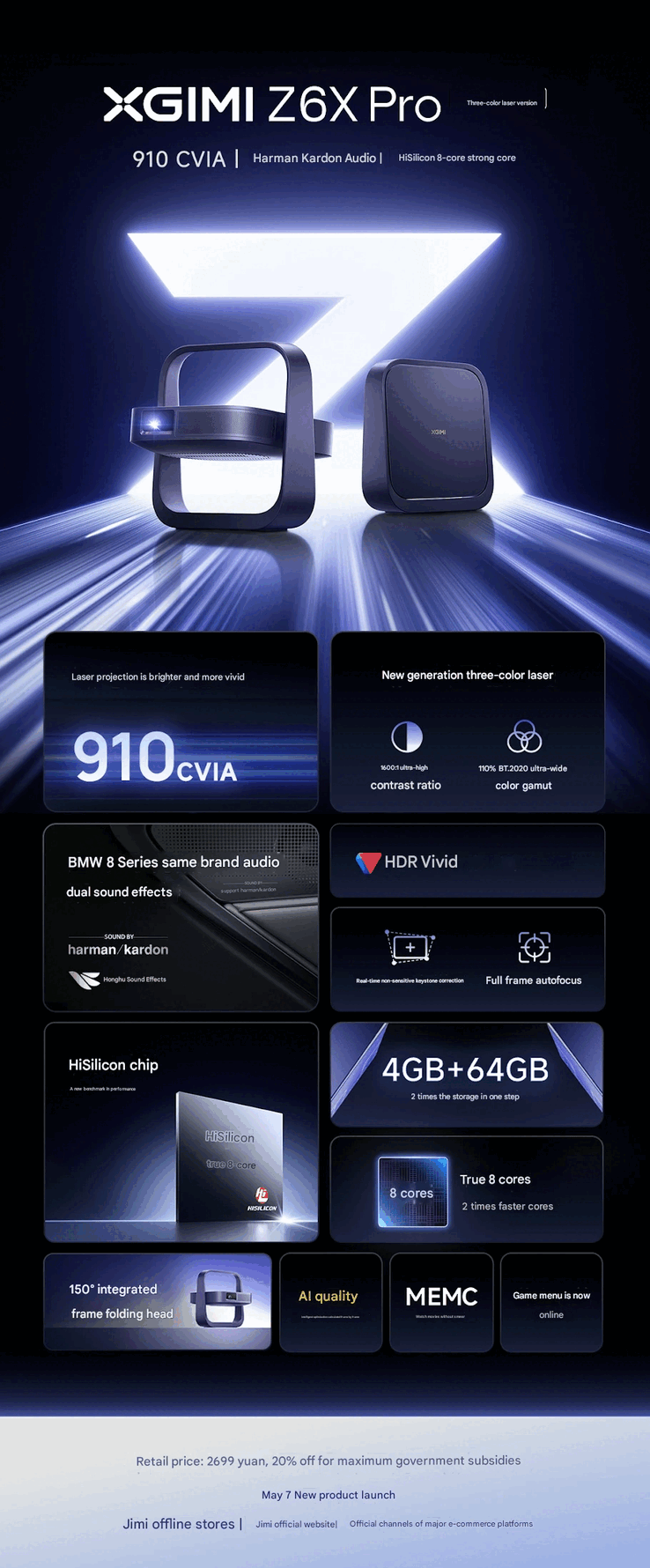 Um pôster de marketing do projetor Xgimi Z6X Pro Tri-Color Laser Edition. (Fonte da imagem: Xgimi)