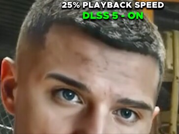 Um personagem de Starfield com cabelo na lateral da cabeça e DLSS ligado.