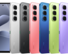 O Infinix Hot 60i vem nas cores preto elegante, prata titânio, azul sombra, vermelho neon, verde prado e roxo soul eye (Fonte da imagem: Infinix)