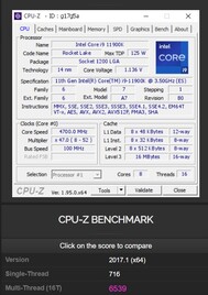 Intel Core i9-11900K CPU-Z. (Fonte de imagem: Validador CPU-Z)