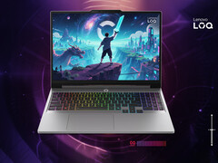 O LOQ 15APH11 pode ser equipado com até Core Ultra 7 365H e RTX 5060. Na foto: uma imagem promocional com a parte frontal do laptop. (Fonte da imagem: Lenovo - editado)