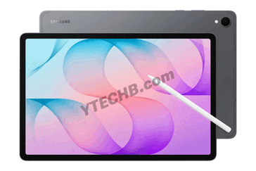 O Galaxy Tab S12+ com acabamento cinza.