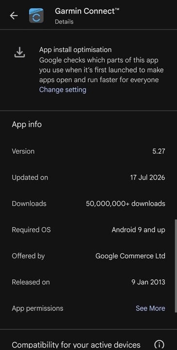O Garmin Connect 5.27 foi lançado em 17 de julho