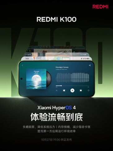 As especificações da tela do Redmi K100.