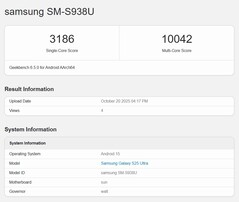 Pontuações do Geekbench do Samsung Galaxy S25 Ultra (Fonte: Geekbench)