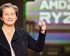 A Dra. Lisa Su, CEO da AMD, mostra o próximo processador Zen 4 Raphael no CES 2022. (Fonte de imagem: AMD)