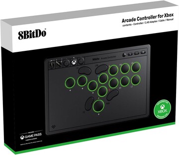 O 8BitDo Arcade Controller para Xbox tem uma bateria com maior capacidade e luzes RGB. (Fonte da imagem: 8BitDo)