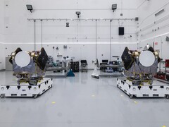 As duas espaçonaves ESCAPADE da NASA (Fonte da imagem: Rocket Lab; cortada)