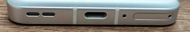 Parte inferior: alto-falante, porta USB-C, microfone, slot SIM