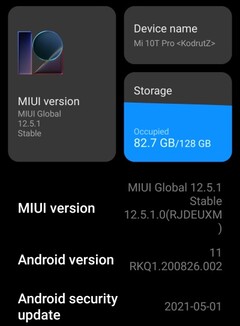 MIUI 12.5.1 sobre detalhes do Xiaomi Mi 10T Pro, atualização disponível na Europa no início de junho de 2021 (Fonte: Própria)