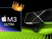 O SoC M3 Ultra da Apple brilha nos primeiros resultados do GFXBench, disputando espaço com as GPUs de desktop de ponta da Nvidia e da AMD. (Fonte da imagem: Apple, Nvidia, editado)