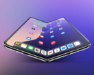 Renderização de um iPhone dobrável, que supostamente apresenta uma tela interna de 7,76 polegadas com uma câmera sob a tela. (Fonte da imagem: 9to5Mac)