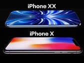 Suposta renderização do iPhone XX/20 (em cima), iPhone X (embaixo).