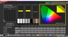CalMAN ColorChecker (perfil: P3, espaço de cor alvo: P3)