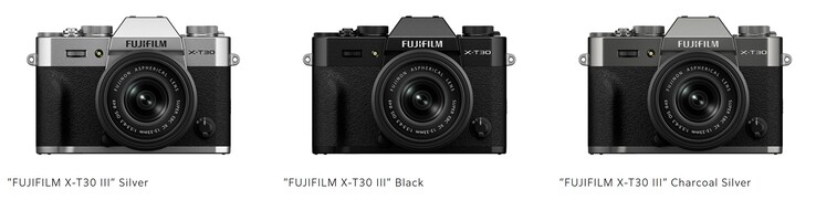 A câmera digital sem espelho Fujifilm X-T30 III vem em três cores. (Fonte da imagem: Fujifilm)