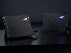 A Asus inclui um suporte simples com suas eGPUs ROG XG Mobile 2025. (Fonte da imagem: Asus)