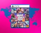 Caixa do GTA 6 para PS5 exibida com mapa-múndi