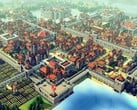 Uma imagem que mostra uma cidade e vários edifícios no jogo “Kingdoms and Castles”.