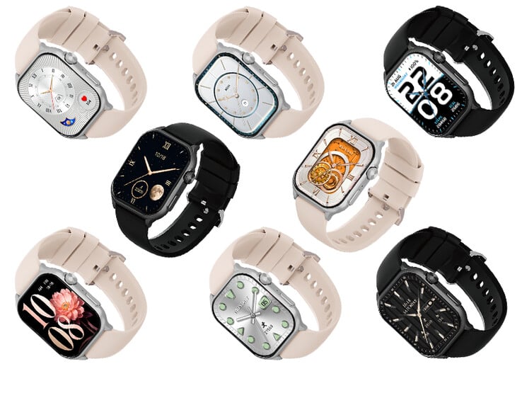 As duas opções de cores e os diferentes mostradores do smartwatch