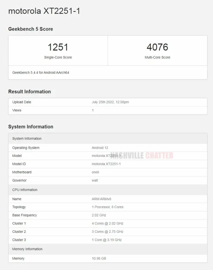 2 alegadamente dispositivos Snapdragon 8+ Gen 1-powered Motorola aparecem no Geekbench. (Fonte: Geekbench via NashvileChatter)