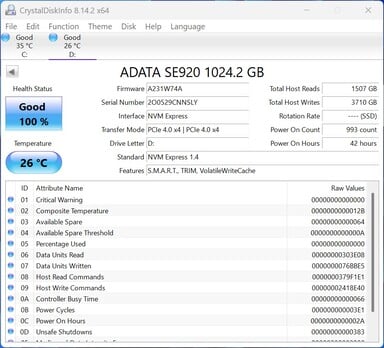 O ADATA SE920 funciona com PCIe 4.0 x4