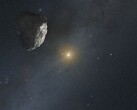 Uma impressão artística de um asteroide no cinturão de Kuiper
