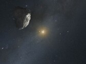 Uma impressão artística de um asteroide no cinturão de Kuiper