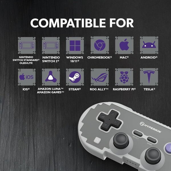 O Hyperkin Pixel Art Wireless Controller é compatível com diversos dispositivos e plataformas. (Fonte da imagem: Hyperkin)
