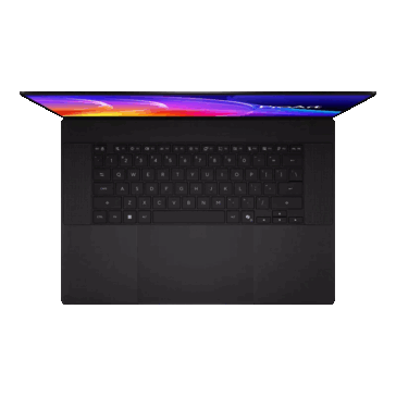 Vista traseira e do teclado do Asus ProArt P16 na cor preta