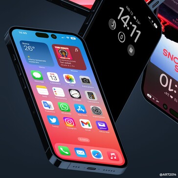 Apple iPhone 14 Pro/iOS 16 concept rendering. (Fonte de imagem: @AR72014)